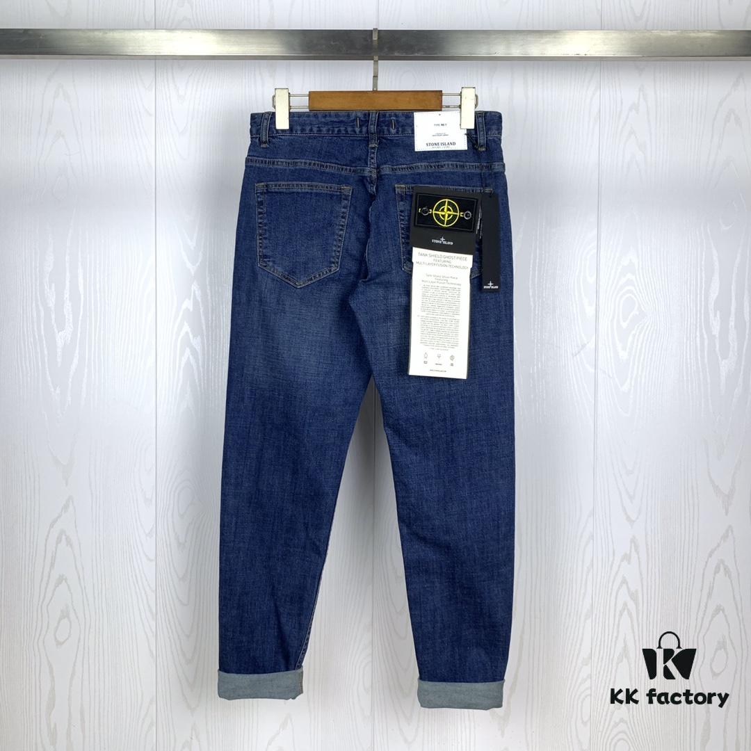 Stone Island Embroidered Compass Logo Washed Denim Jeans