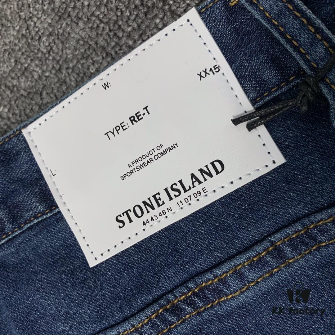 Stone Island Embroidered Compass Logo Washed Denim Jeans