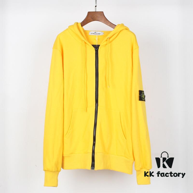 6931a453ccd8ab3d7af989c9 Stone Island Zip-Up Hooded Sweatshirt Jacket with Panelled Sleeves for Enhanced Mobility, Soft and Comfortable Fabric, Available in Black, White, Yellow