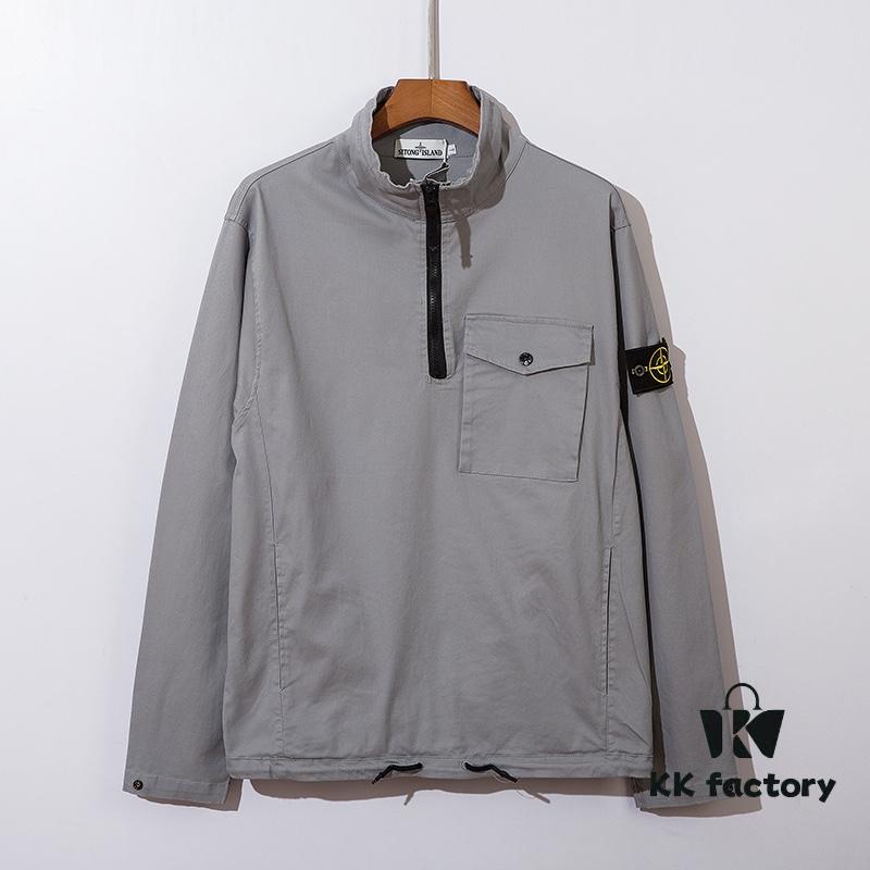 6931a456ccd8ab3d7af989fe STONE ISLAND Classic Compass Patch Half-Zip Hooded Outerwear Jacket
