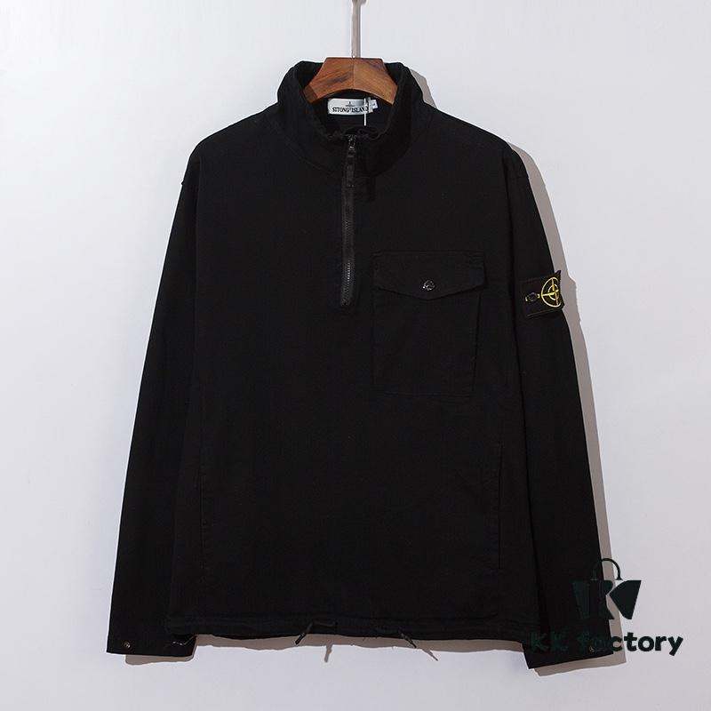 6931a456ccd8ab3d7af98a00 STONE ISLAND Classic Compass Patch Half-Zip Hooded Outerwear Jacket