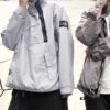 Stone Island 19FW Washed Workwear Metal Half-Zip Windbreaker Jacket for Men and Women