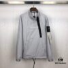 Stone Island 19FW Washed Workwear Metal Half-Zip Windbreaker Jacket for Men and Women