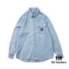 6931a45cccd8ab3d7af98a71 Stone Island Classic Embroidered Logo Patch Denim Shirt Jacket Long Sleeve Cardigan Shirt, Two Colors, M-XXL