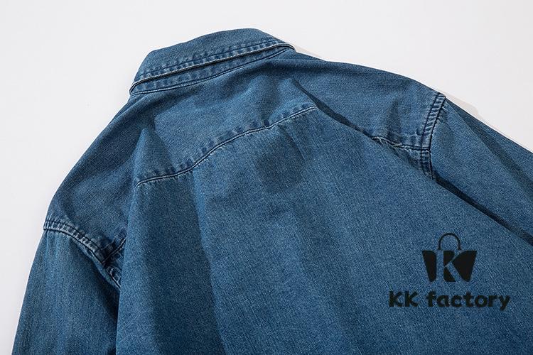 6931a45cccd8ab3d7af98a74 Stone Island Classic Embroidered Logo Patch Denim Shirt Jacket Long Sleeve Cardigan Shirt, Two Colors, M-XXL