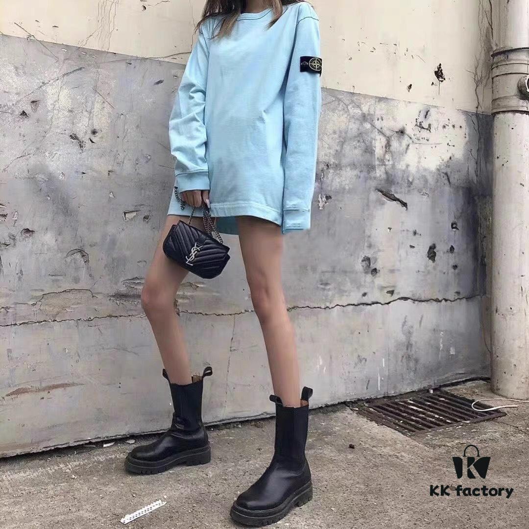 STONE ISLAND 20SS Crew Neck Solid Color Pullover Long Sleeve Lightweight Sweatshirt, Base Layer Top