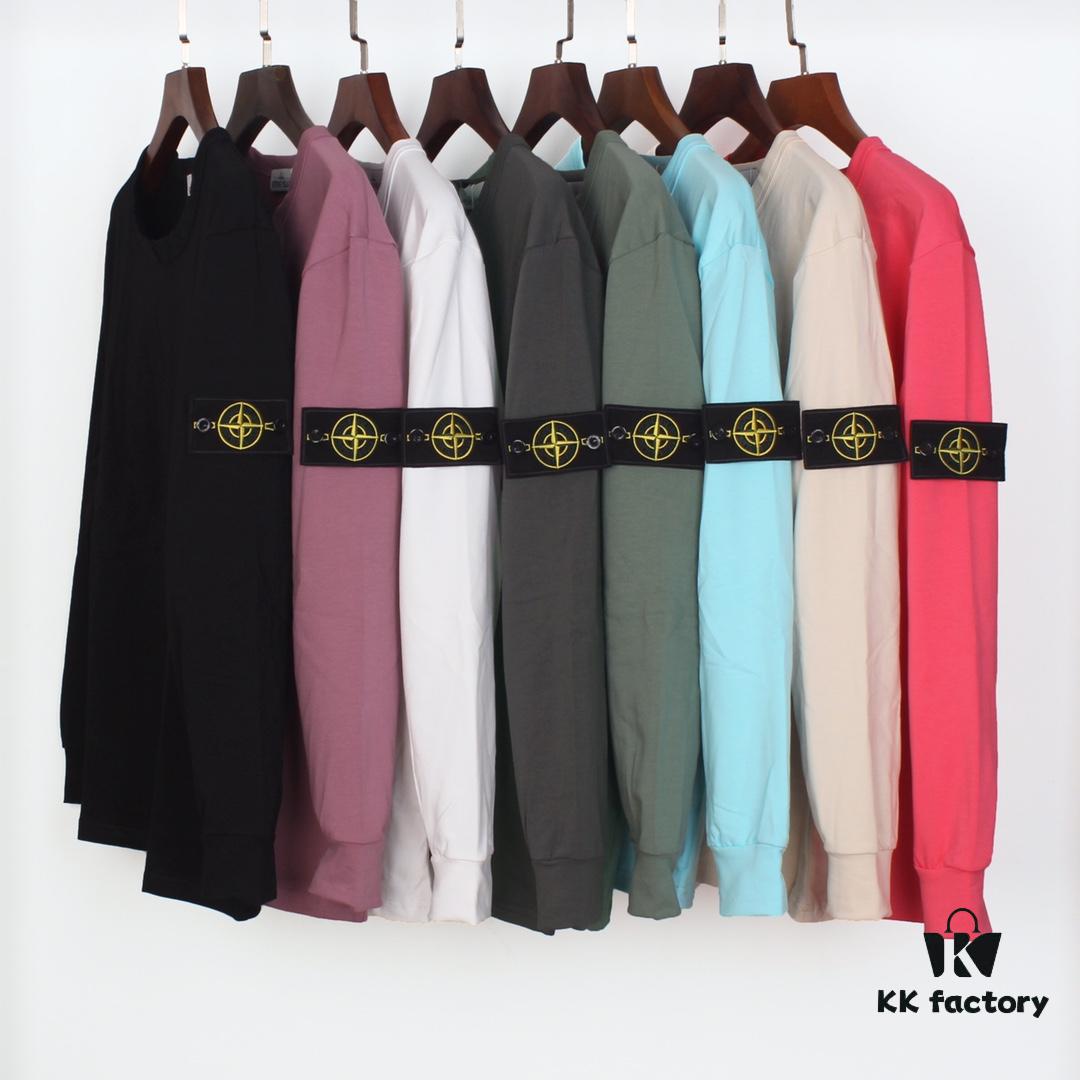 STONE ISLAND 20SS Crew Neck Solid Color Pullover Long Sleeve Lightweight Sweatshirt, Base Layer Top