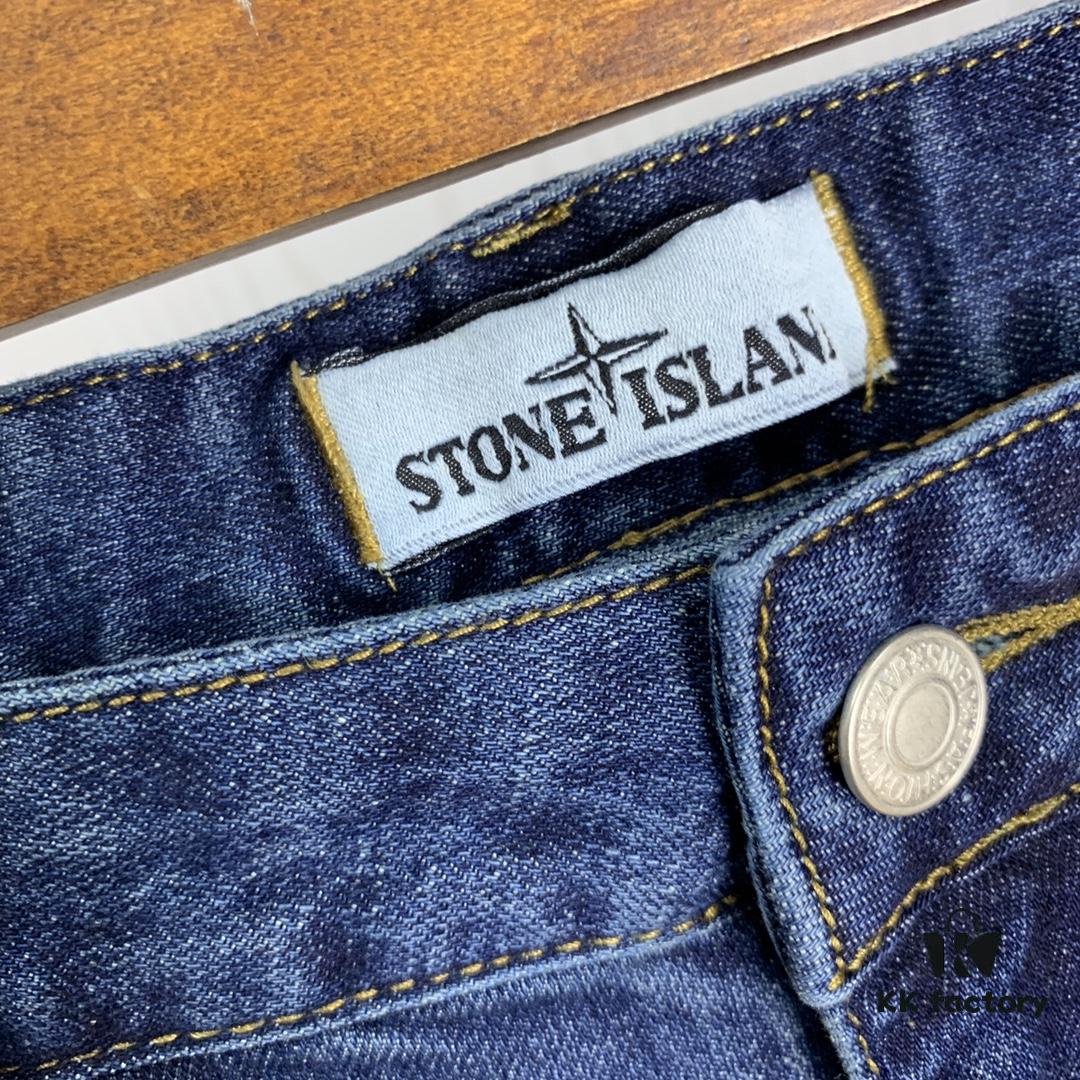 Stone Island Embroidered Compass Logo Washed Jeans