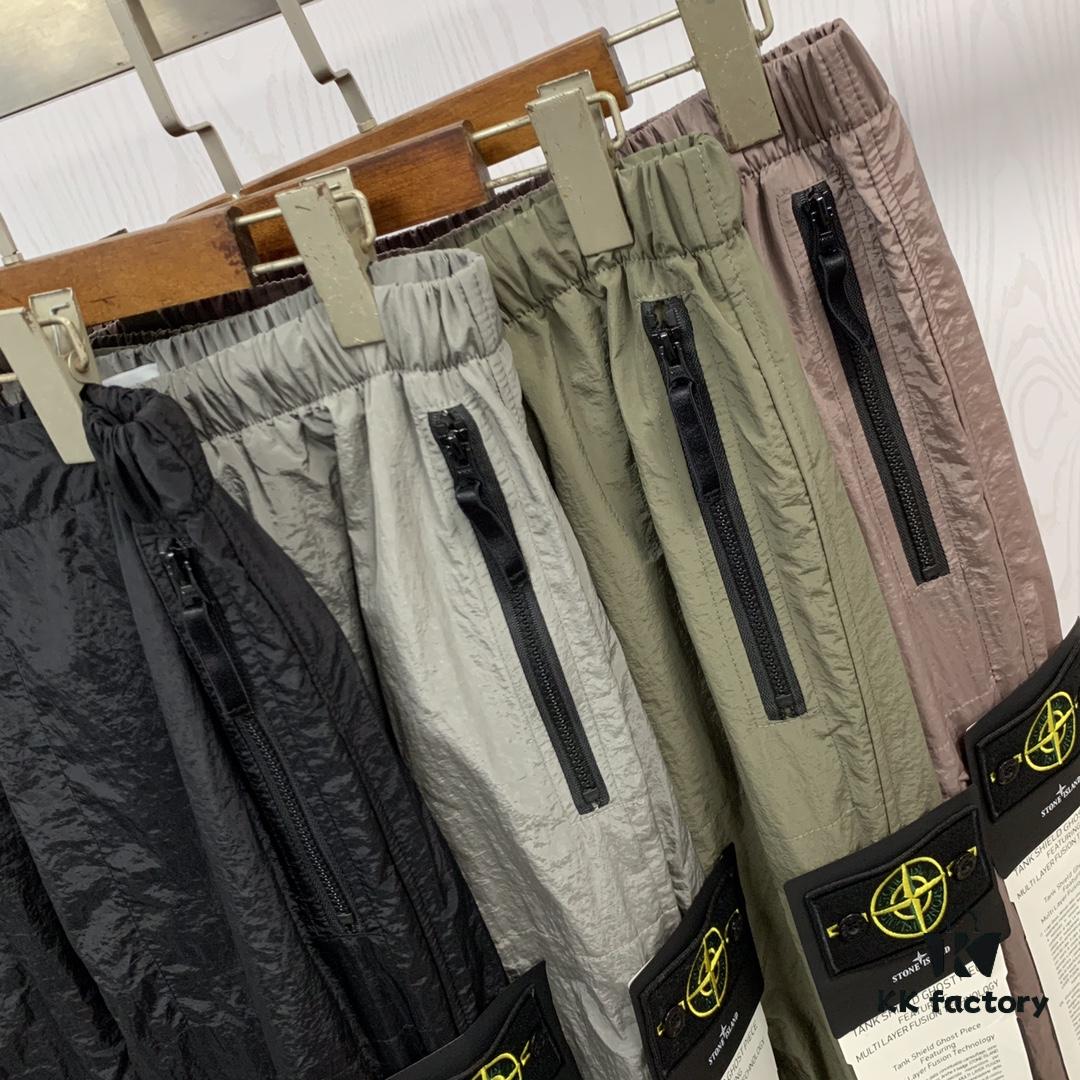 STONE ISLAND Nylon Metallic Casual Tactical Pants with Drawstring Hem