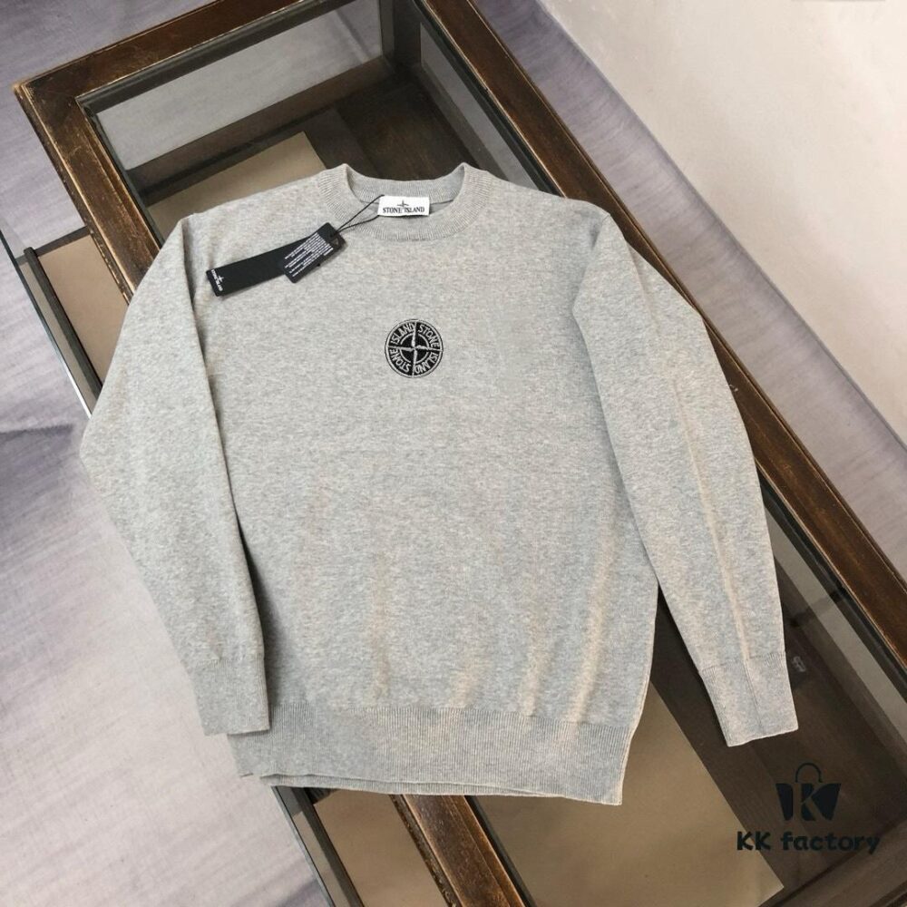 6931a465ccd8ab3d7af98b21 STONE ISLAND Men's Casual Knit Pullover Sweater – Premium Custom Design, Urban Style, Classic Round Neck Base Layer with Compass Logo Embroidery