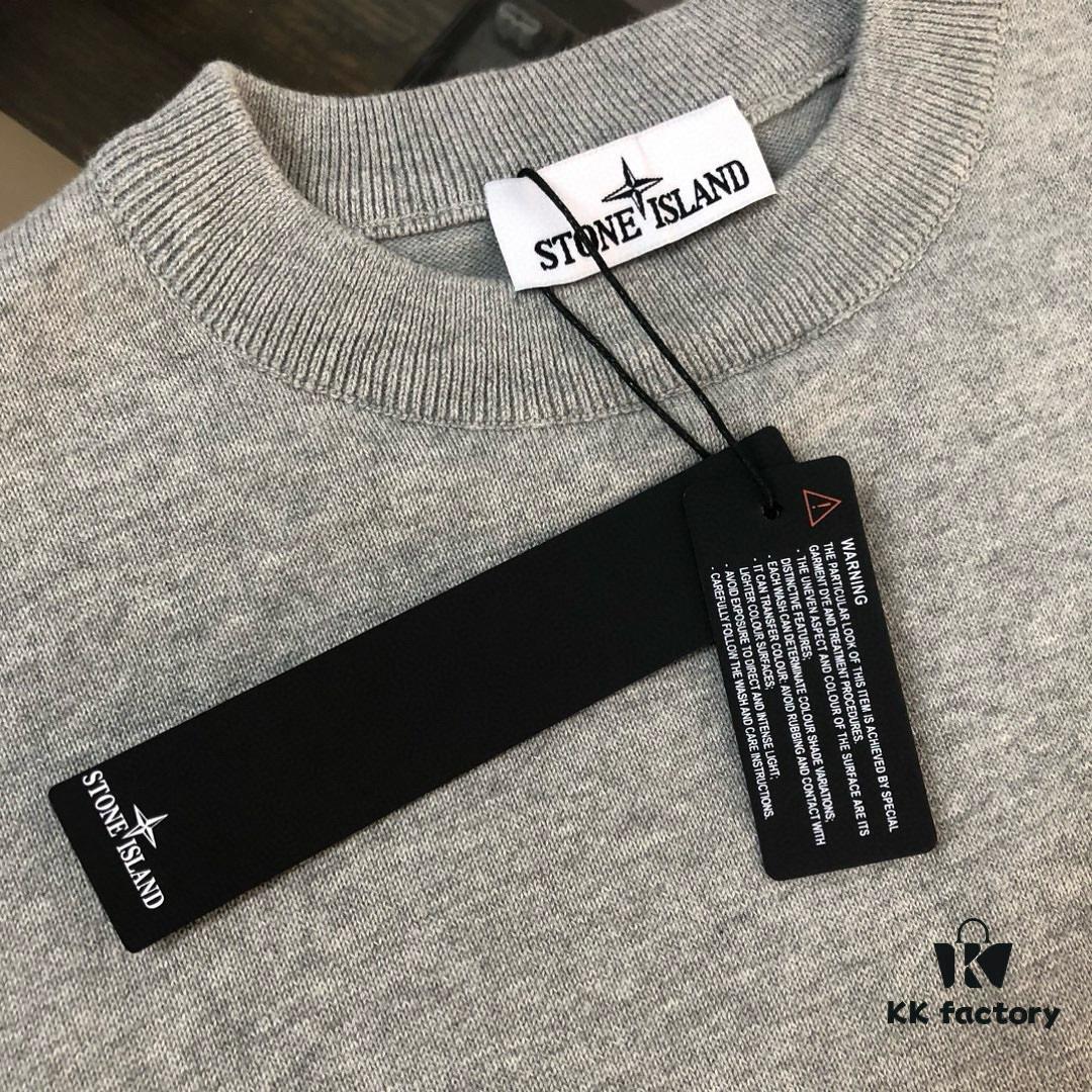 STONE ISLAND Men's Casual Knit Pullover Sweater – Premium Custom Design, Urban Style, Classic Round Neck Base Layer with Compass Logo Embroidery
