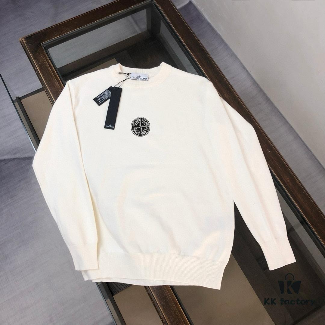 6931a467ccd8ab3d7af98b41 STONE ISLAND Men's Casual Knit Pullover Sweater - Premium Custom Fit, Minimalist Round Neck Design with Iconic Compass Logo Embroidery