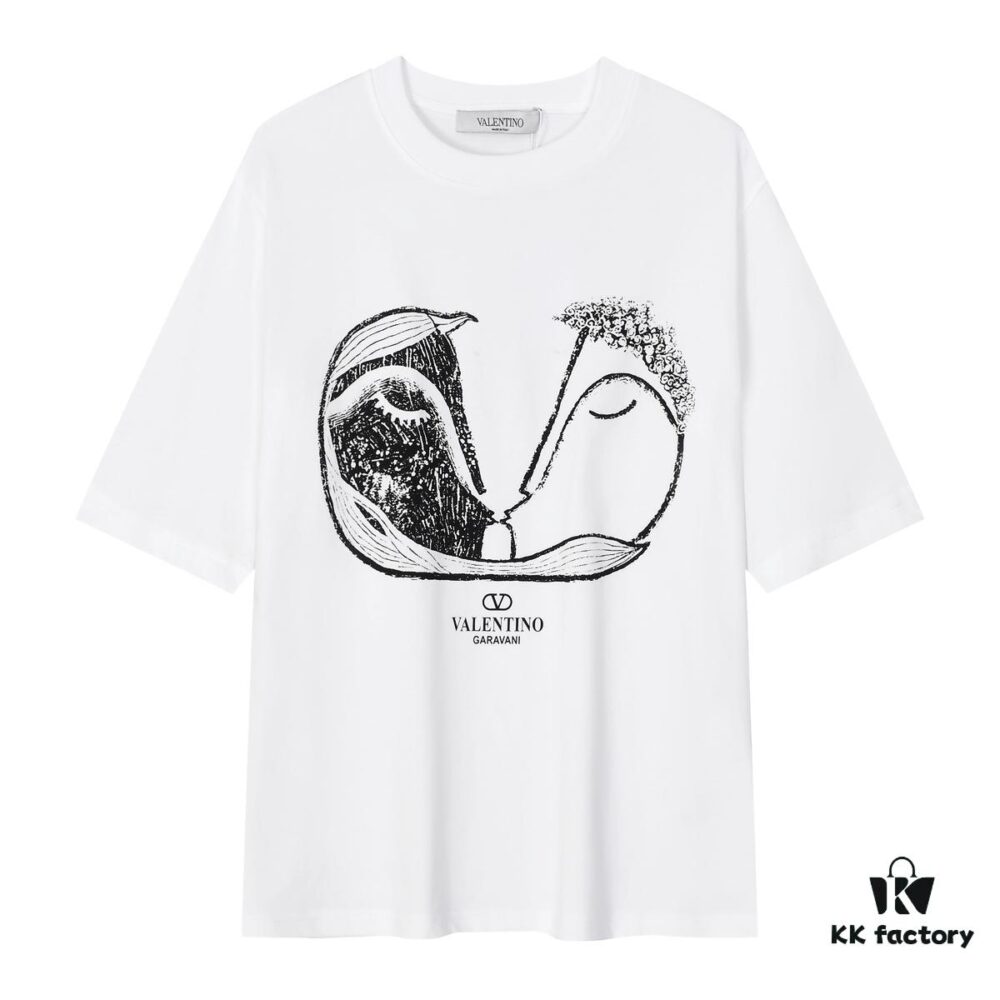 6931a46bccd8ab3d7af98b8d Valentino Inspired Classic Logo Artwork Solid Color Print T-Shirt, Premium Quality Fabric, Unisex Fashion Essential