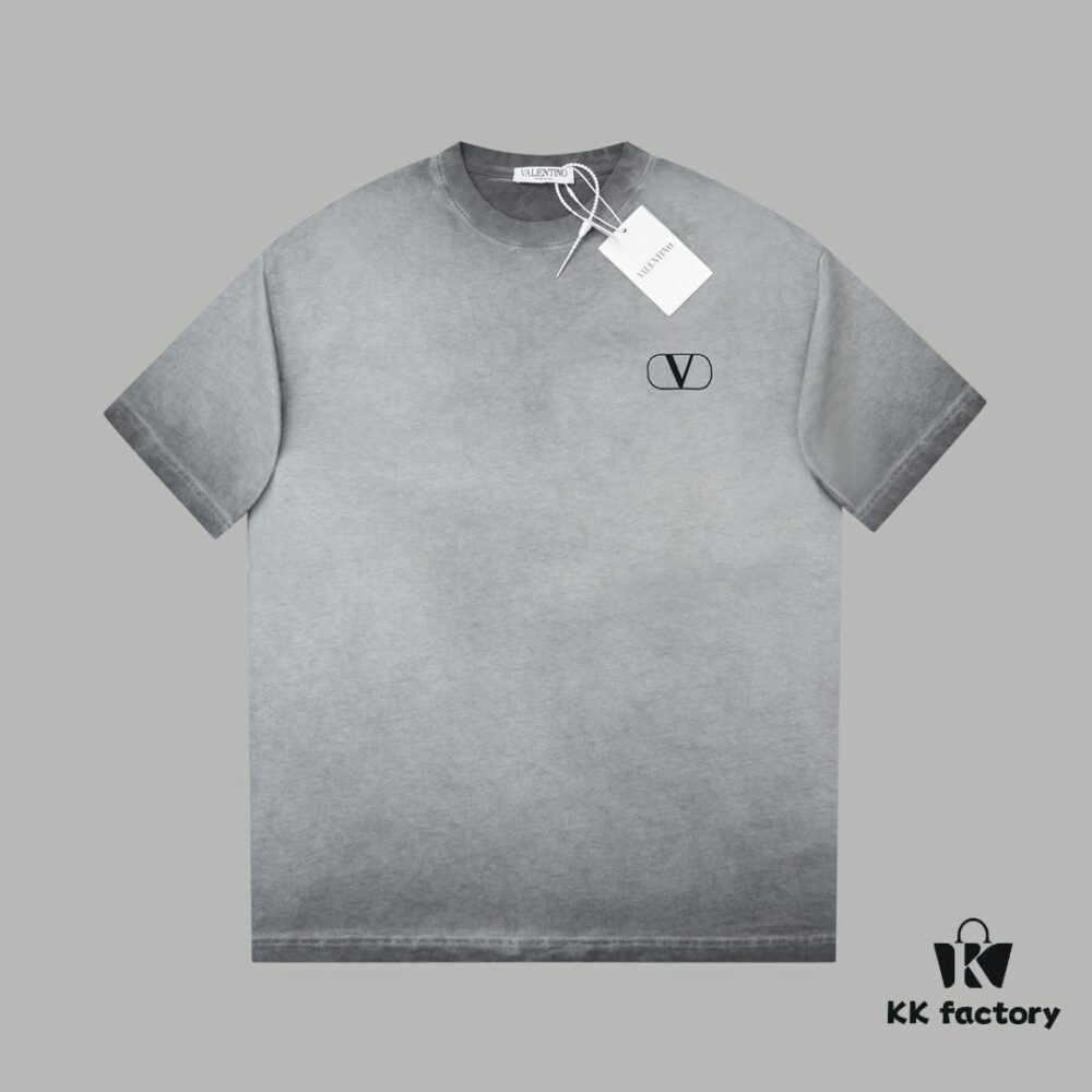 VAL*NTINO Huajia 25SS Spring Collection Flocked Letter Print Short Sleeve T-Shirt
