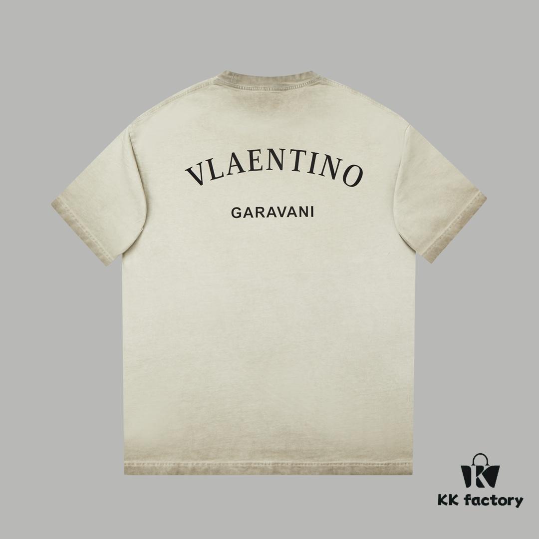 6931a473ccd8ab3d7af98c25 VAL*NTINO Huajia 25SS Spring Collection Flocked Letter Print Short Sleeve T-Shirt