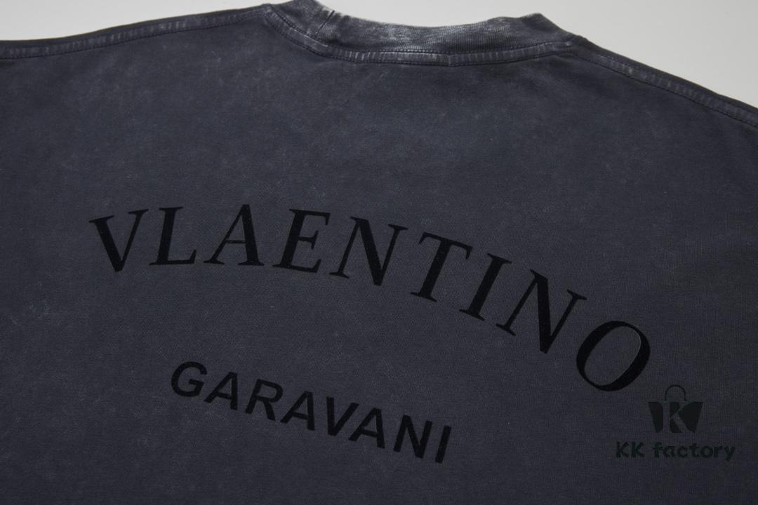 6931a474ccd8ab3d7af98c33 VALENTINO Home 25SS Spring Collection New Arrival Flocked Letter Print Short Sleeve T-Shirt