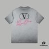 6931a474ccd8ab3d7af98c37 VAL*NTINO Huajia 25SS Spring Collection Flocked Letter Print Short Sleeve T-Shirt