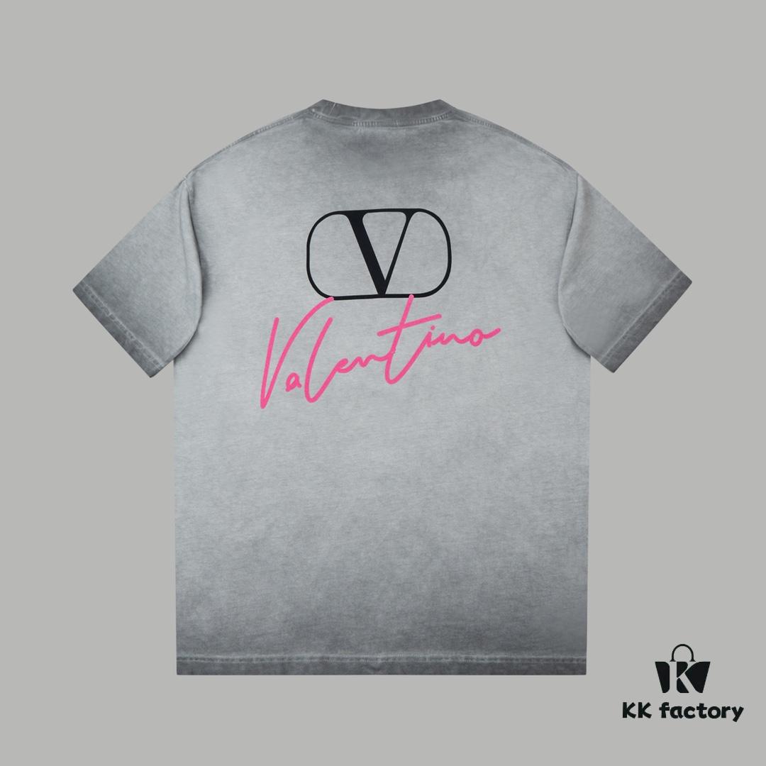 6931a474ccd8ab3d7af98c37 VAL*NTINO Huajia 25SS Spring Collection Flocked Letter Print Short Sleeve T-Shirt