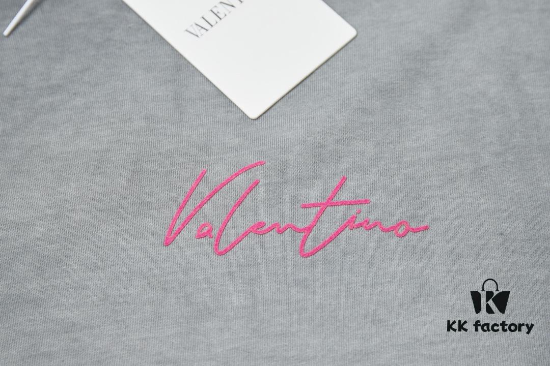 6931a474ccd8ab3d7af98c39 VAL*NTINO Huajia 25SS Spring Collection Flocked Letter Print Short Sleeve T-Shirt