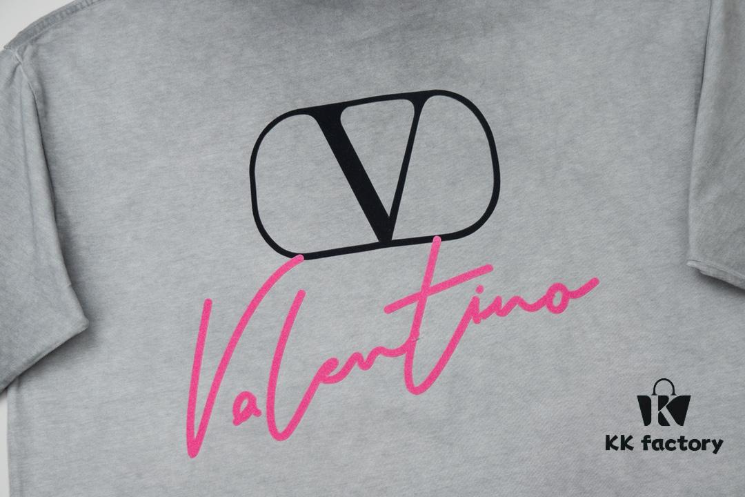 6931a475ccd8ab3d7af98c3c VAL*NTINO Huajia 25SS Spring Collection Flocked Letter Print Short Sleeve T-Shirt