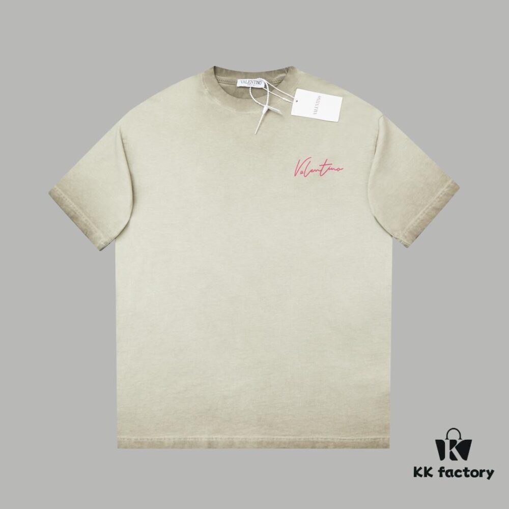 6931a475ccd8ab3d7af98c3f VALENTINO Home 25SS Spring Collection New Arrival Flocked Letter Print Short Sleeve T-Shirt