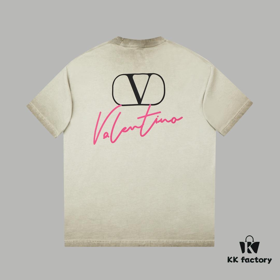 6931a475ccd8ab3d7af98c40 VALENTINO Home 25SS Spring Collection New Arrival Flocked Letter Print Short Sleeve T-Shirt