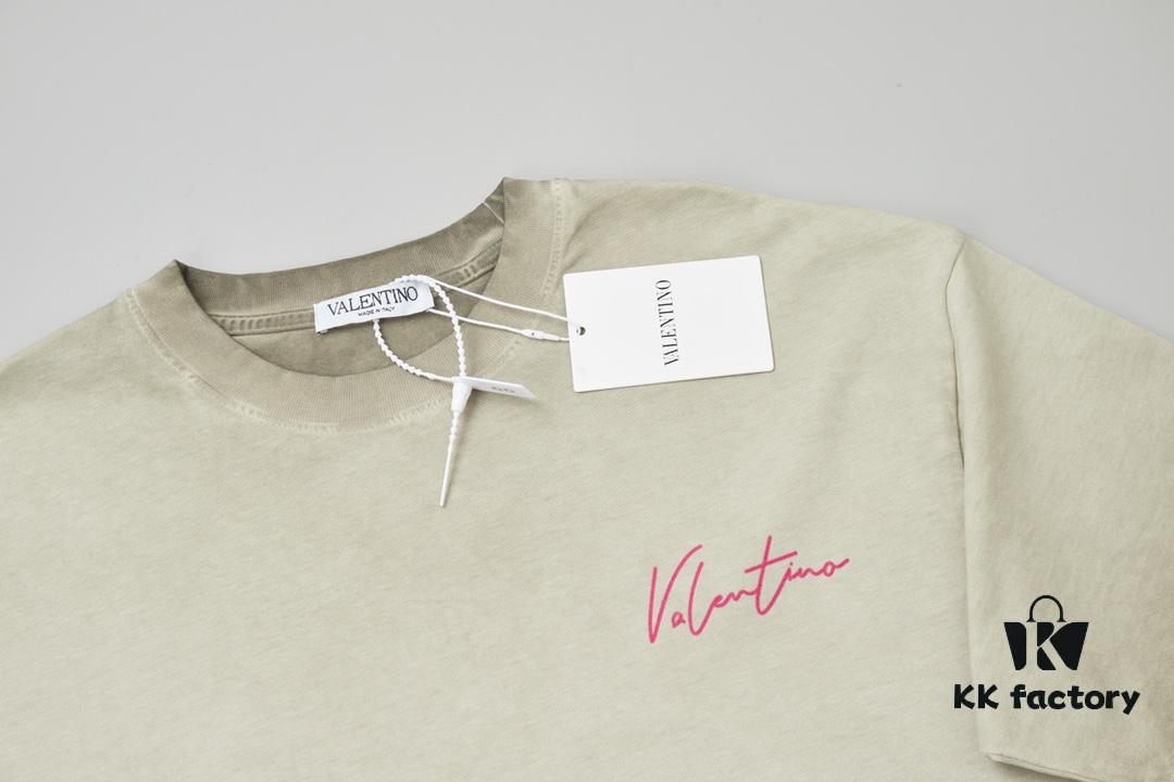 6931a475ccd8ab3d7af98c41 VALENTINO Home 25SS Spring Collection New Arrival Flocked Letter Print Short Sleeve T-Shirt