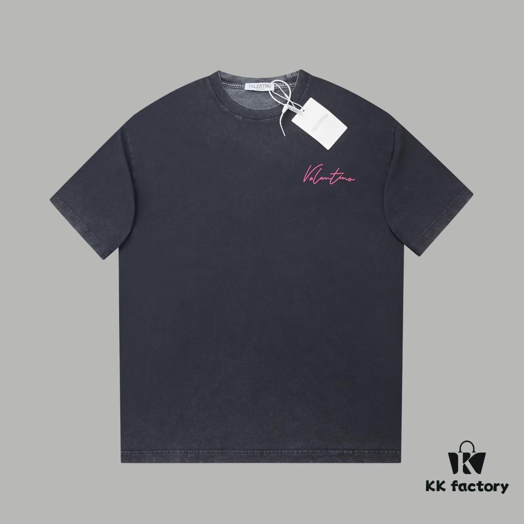 6931a475ccd8ab3d7af98c48 VAL*NTINO Huajia 25SS Spring Collection Flocked Letter Print Short Sleeve T-Shirt