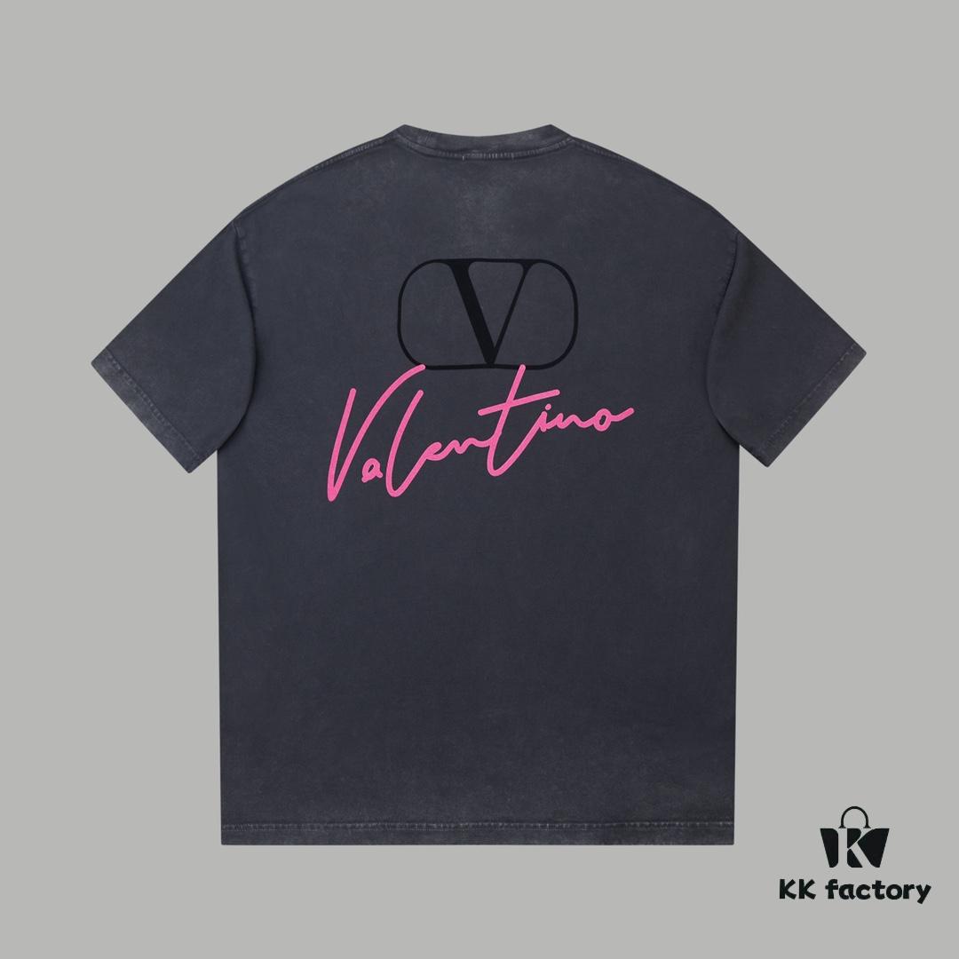 6931a475ccd8ab3d7af98c49 VAL*NTINO Huajia 25SS Spring Collection Flocked Letter Print Short Sleeve T-Shirt