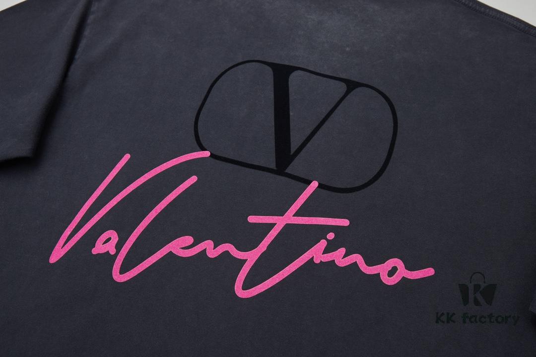6931a475ccd8ab3d7af98c4e VAL*NTINO Huajia 25SS Spring Collection Flocked Letter Print Short Sleeve T-Shirt