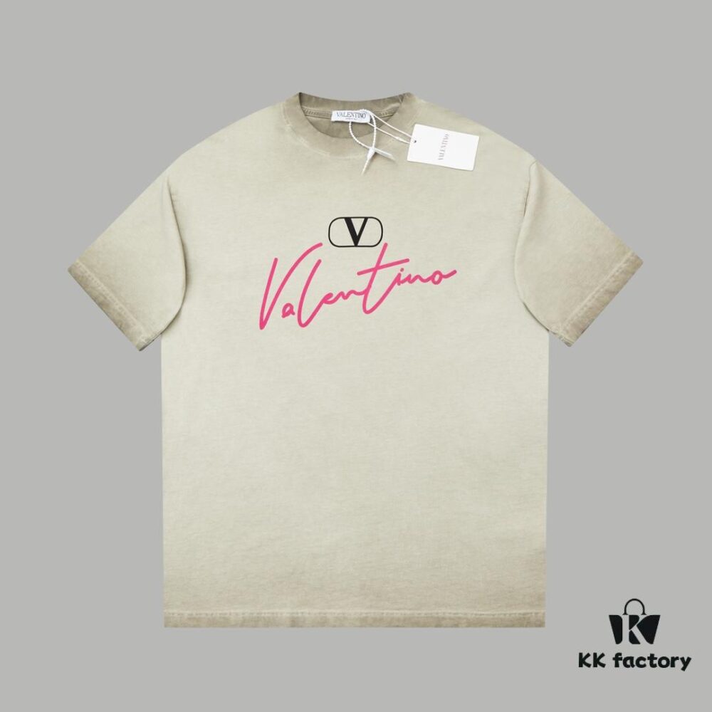 VAL*NTINO Huajia 25SS Spring Collection Flocked Letter Print Short Sleeve T-Shirt