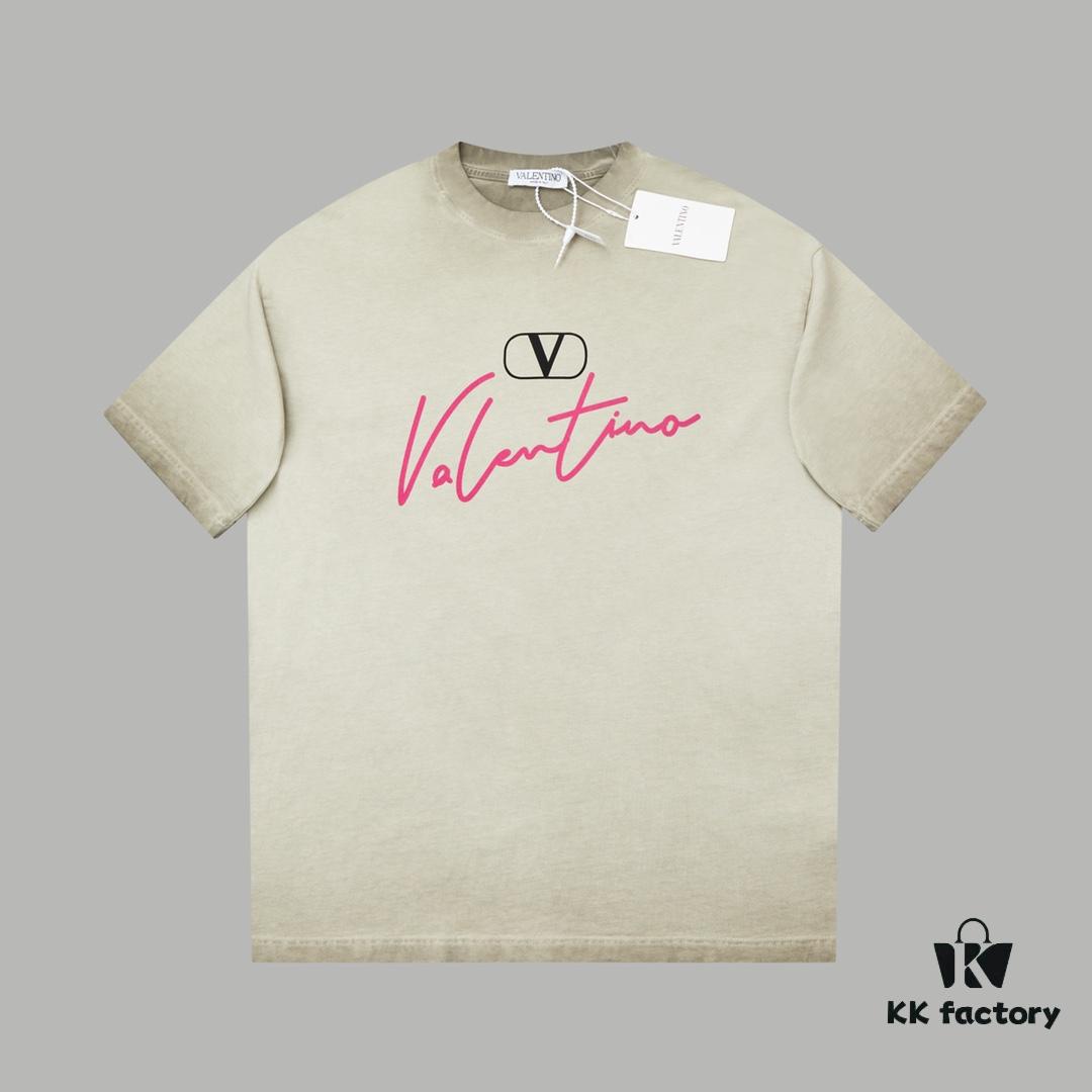 6931a476ccd8ab3d7af98c51 VAL*NTINO Huajia 25SS Spring Collection Flocked Letter Print Short Sleeve T-Shirt