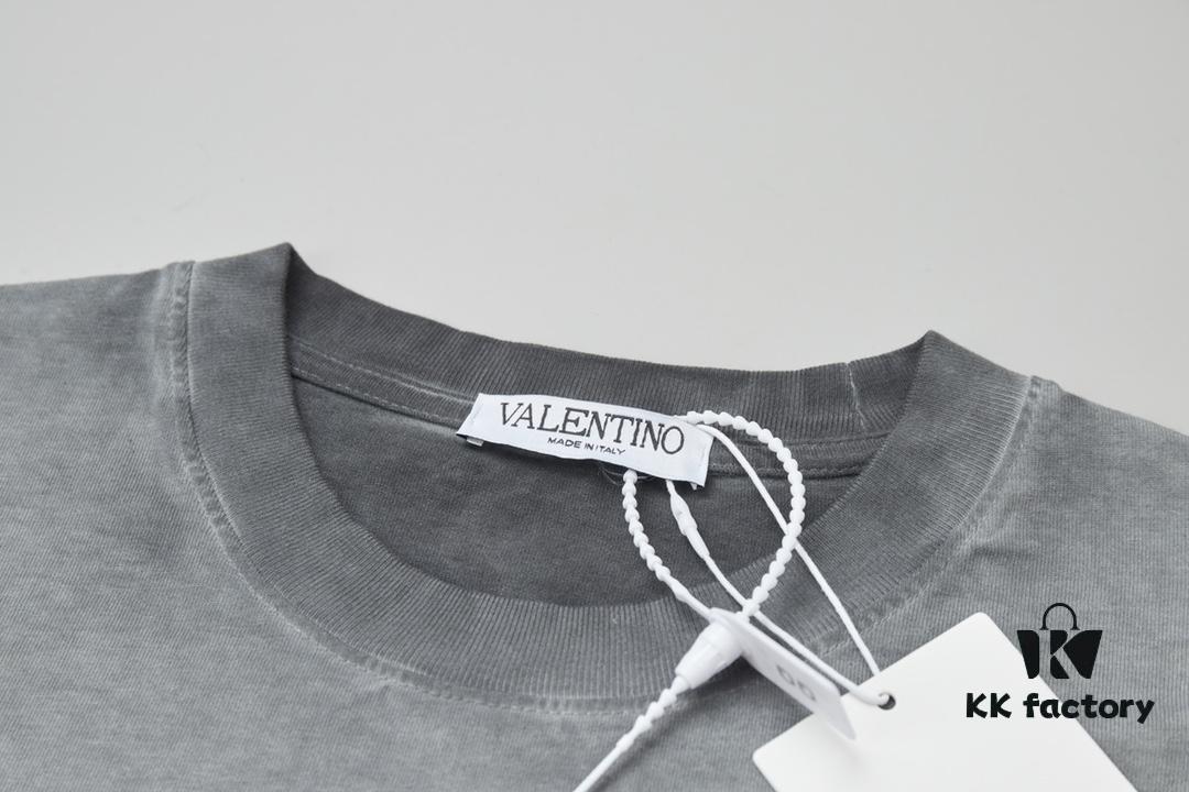 VAL*NTINO Hua Jia 25SS Spring Collection New Arrival Flocked Letter Print Short Sleeve T-Shirt