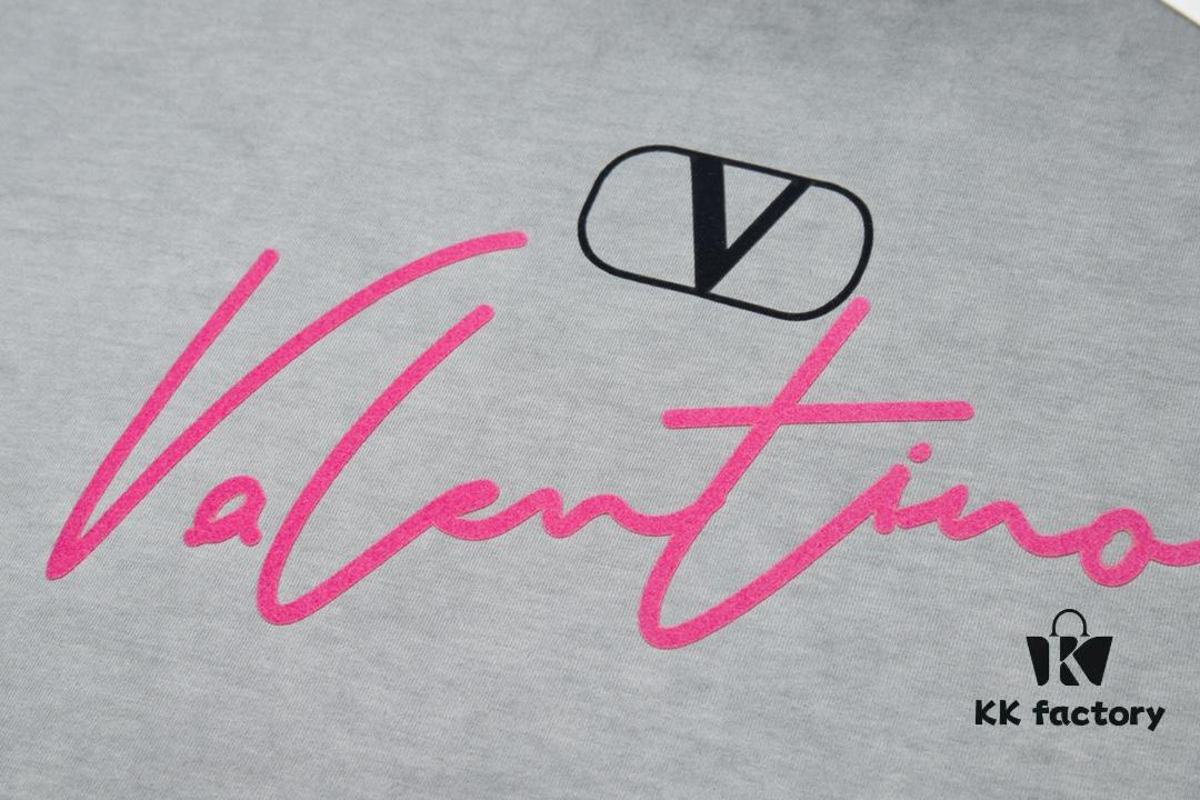 VAL*NTINO Hua Jia 25SS Spring Collection New Arrival Flocked Letter Print Short Sleeve T-Shirt