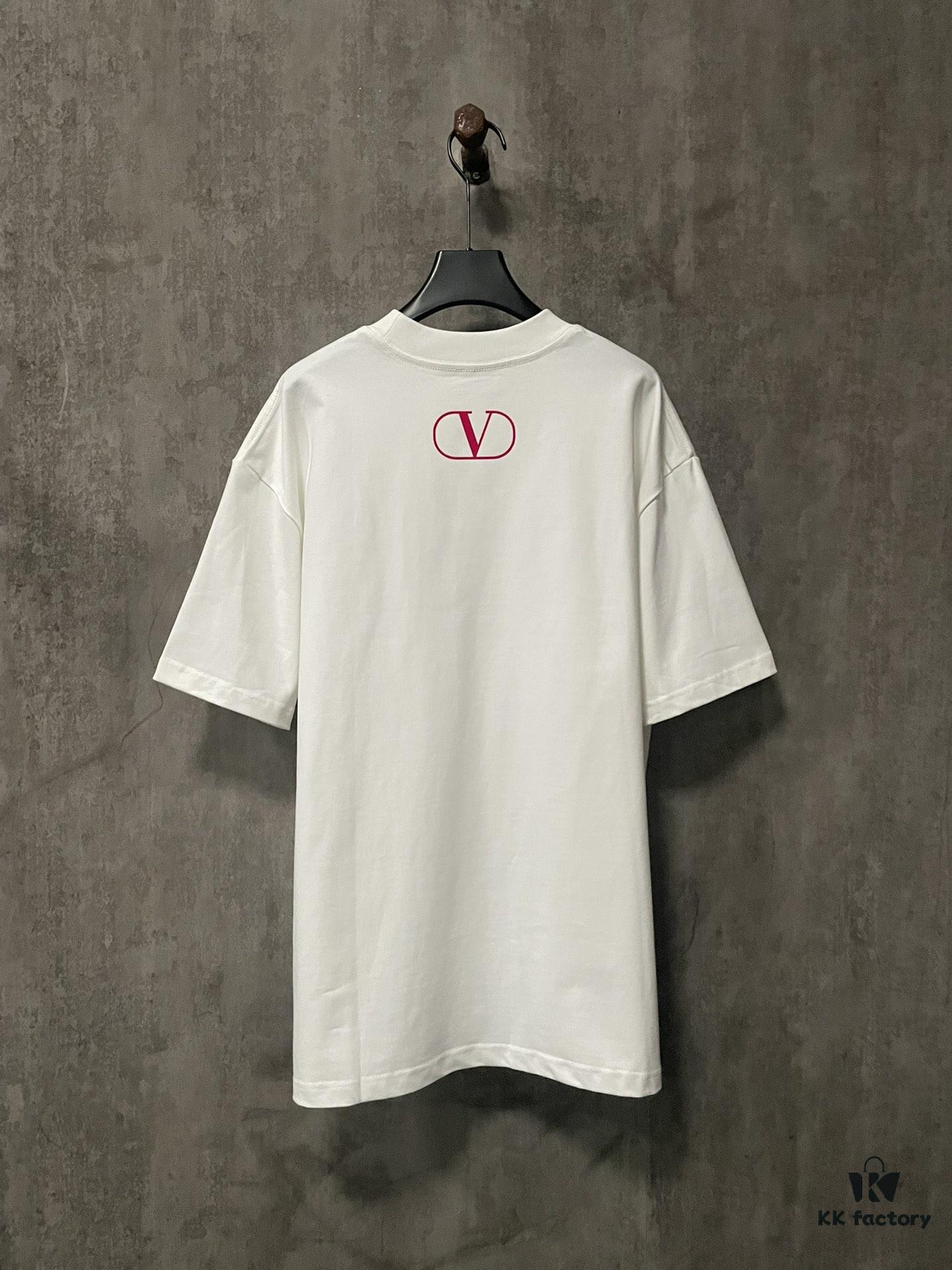 6931a479ccd8ab3d7af98c91 VALENTINO 24SS Latest Collection Flocked Logo Heavyweight Short Sleeve T-Shirt