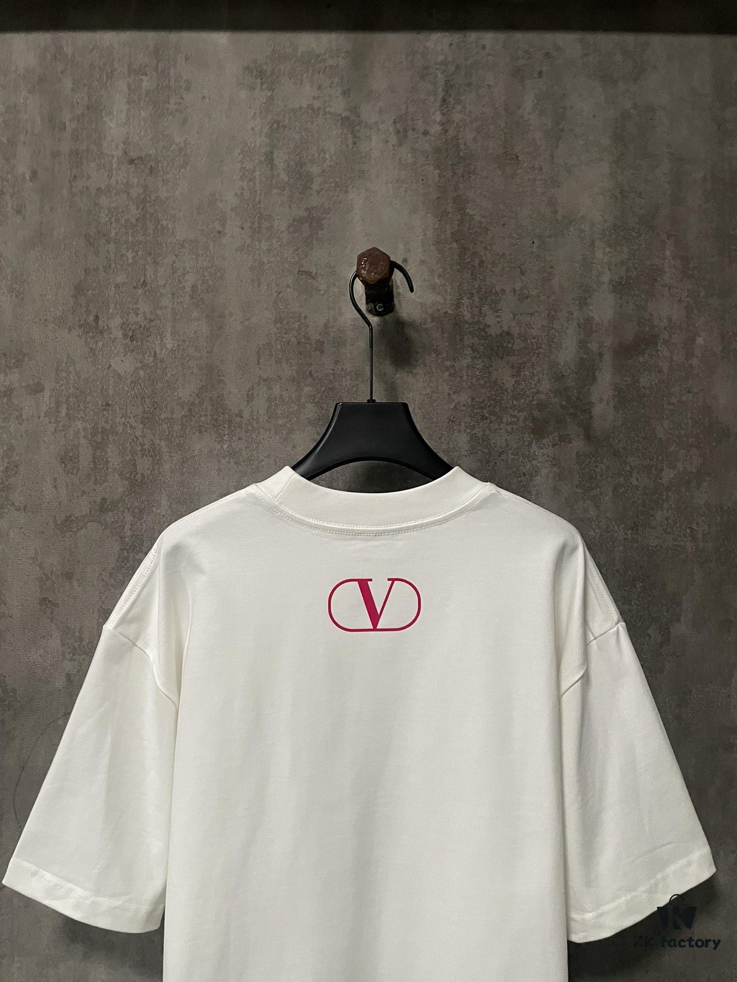 6931a479ccd8ab3d7af98c95 VALENTINO 24SS Latest Collection Flocked Logo Heavyweight Short Sleeve T-Shirt