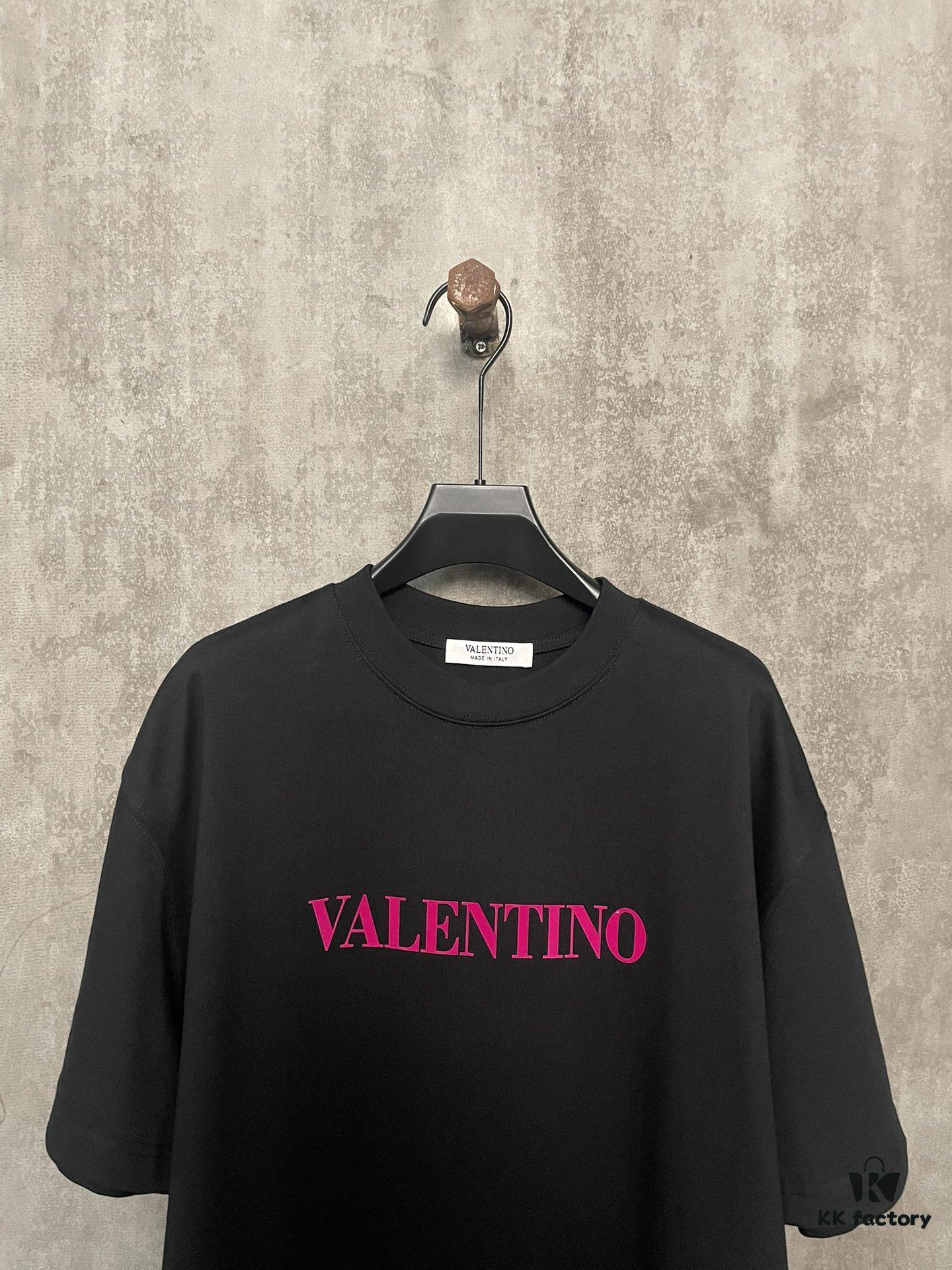 6931a47accd8ab3d7af98c9b VALENTINO 24SS Latest Collection Flocked Logo Heavyweight Short Sleeve T-Shirt