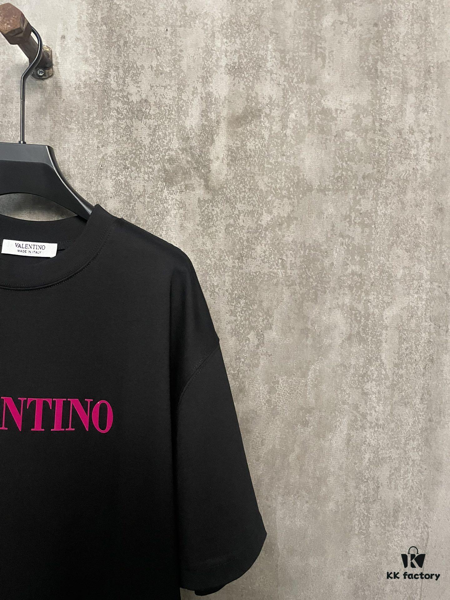 6931a47accd8ab3d7af98c9d VALENTINO 24SS Latest Collection Flocked Logo Heavyweight Short Sleeve T-Shirt