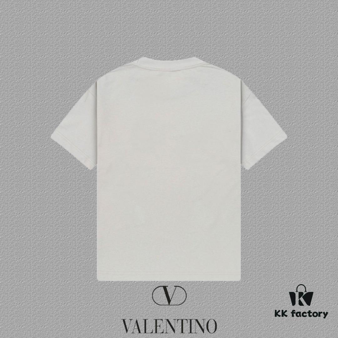 6931a47accd8ab3d7af98ca3 VALENTINO 2024FW Short Sleeve T-Shirt with Letter Logo Print, Premium 26s Double Yarn 300g Fabric, Heavyweight Cotton Blend, Custom Ribbed Trim Dyed-to-Match, Three Labels Included, Unisex Design