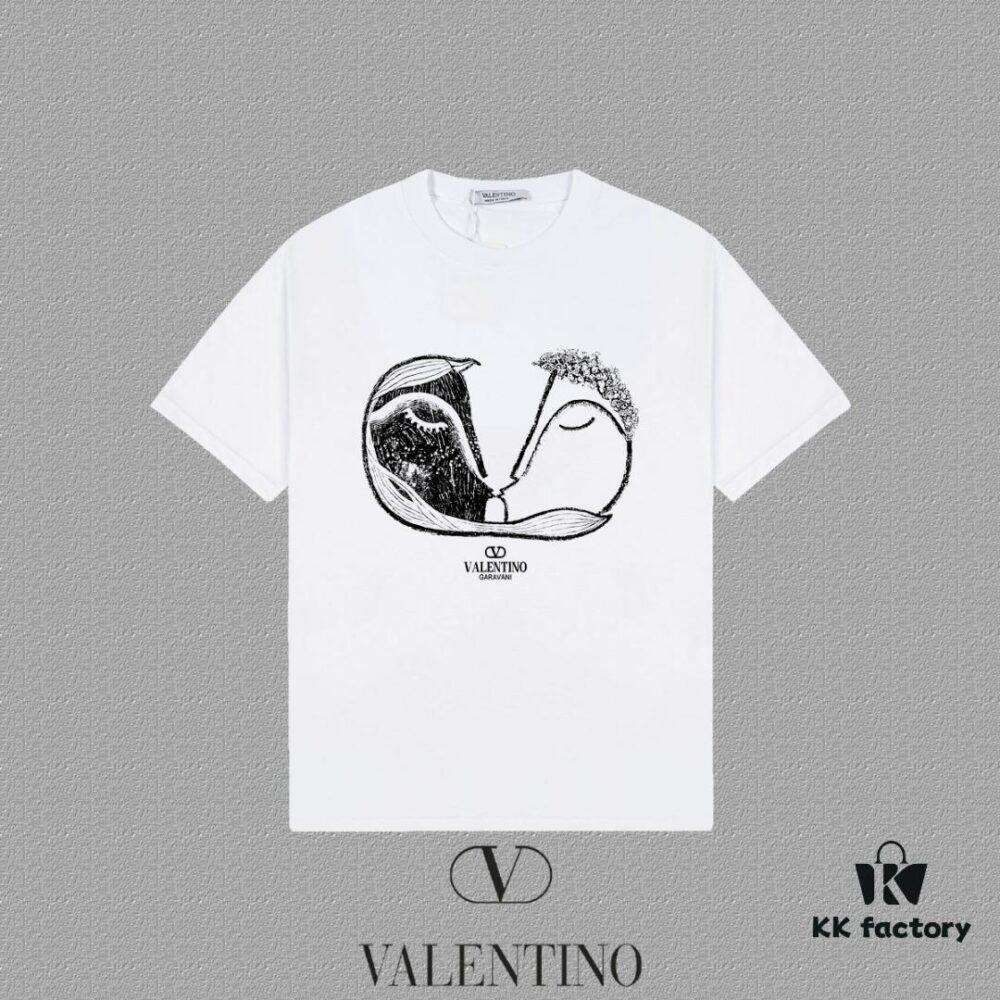 6931a47bccd8ab3d7af98cad VALENTINO Men's and Women's Short Sleeve T-Shirt 2024FW Letter Logo Print Premium 26s Double Yarn 300g Fabric Heavyweight Custom Ribbed Jersey Dyed-to-Match Trims Three Labels Included