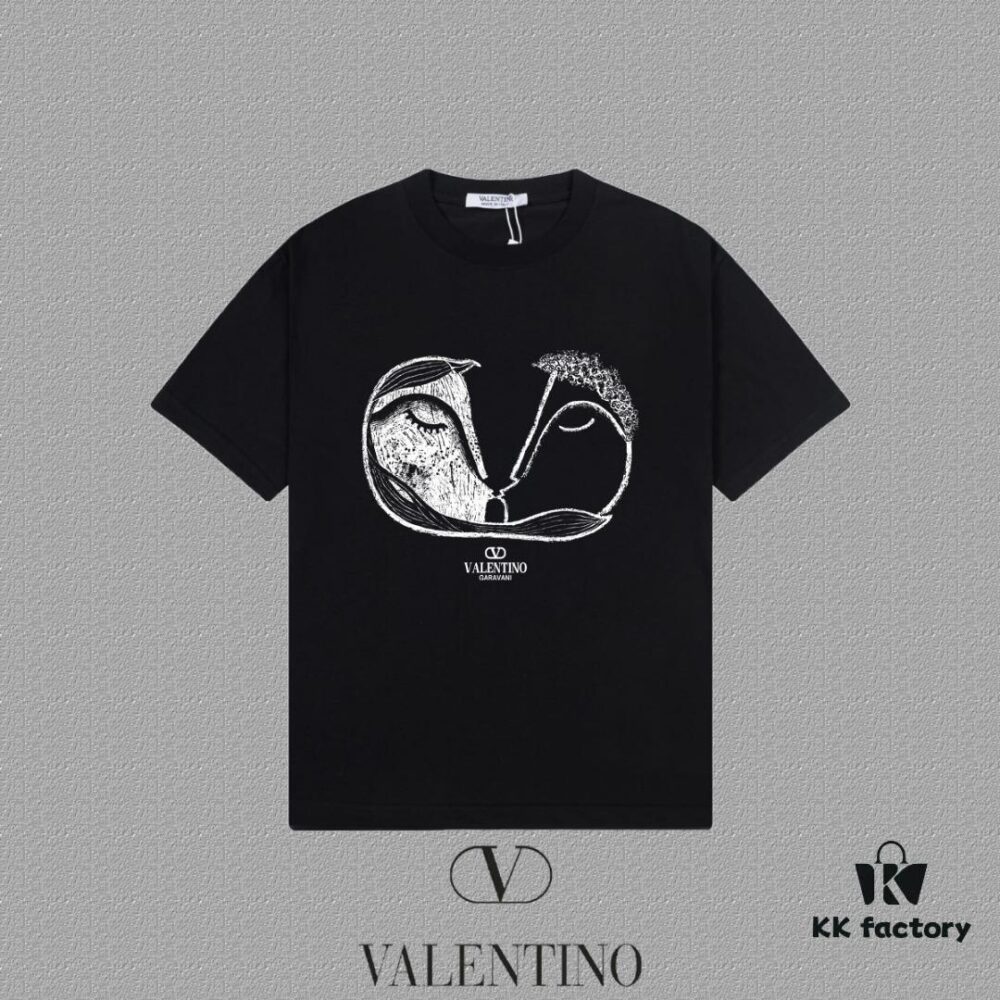 6931a47bccd8ab3d7af98cb7 VALENTINO Men's and Women's Short Sleeve T-Shirt with Letter Logo Print, 2024FW Collection, Premium 26s Double Yarn 300g Fabric