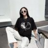 VALENTINO Men's and Women's Short Sleeve T-Shirt with Letter Logo Print, 2024FW Collection, Premium 26s Double Yarn 300g Fabric