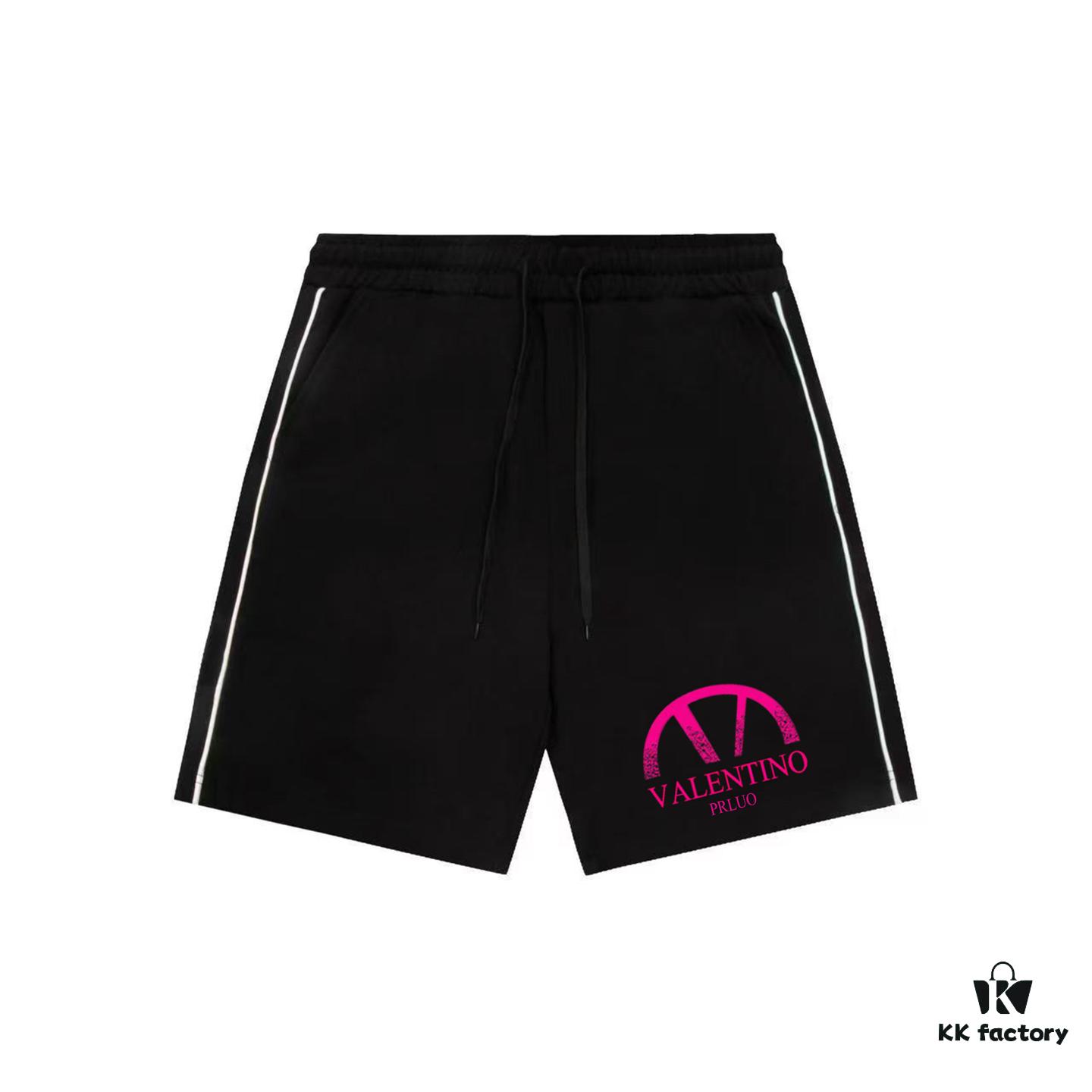 Valentino Letter Print Ribbon Color-block Knee-length Shorts
