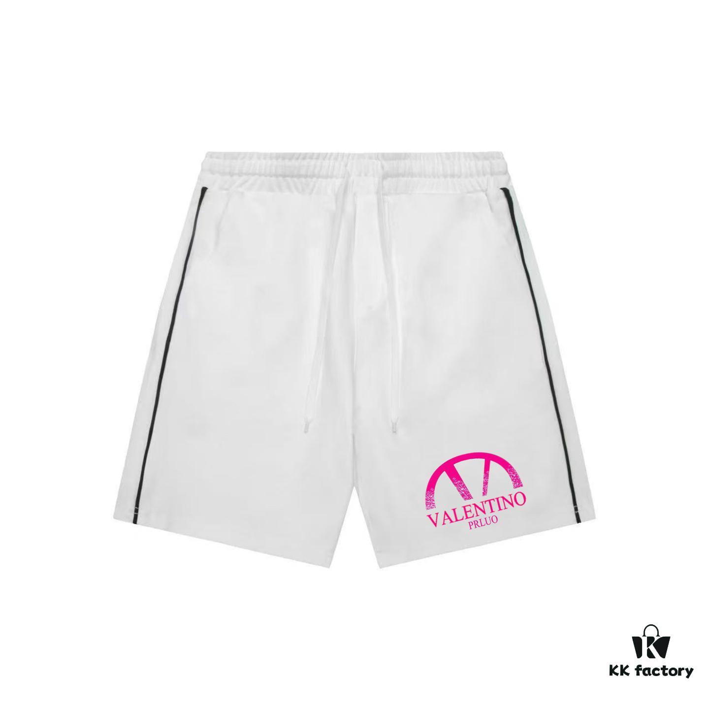 Valentino Letter Print Ribbon Color-block Knee-length Shorts