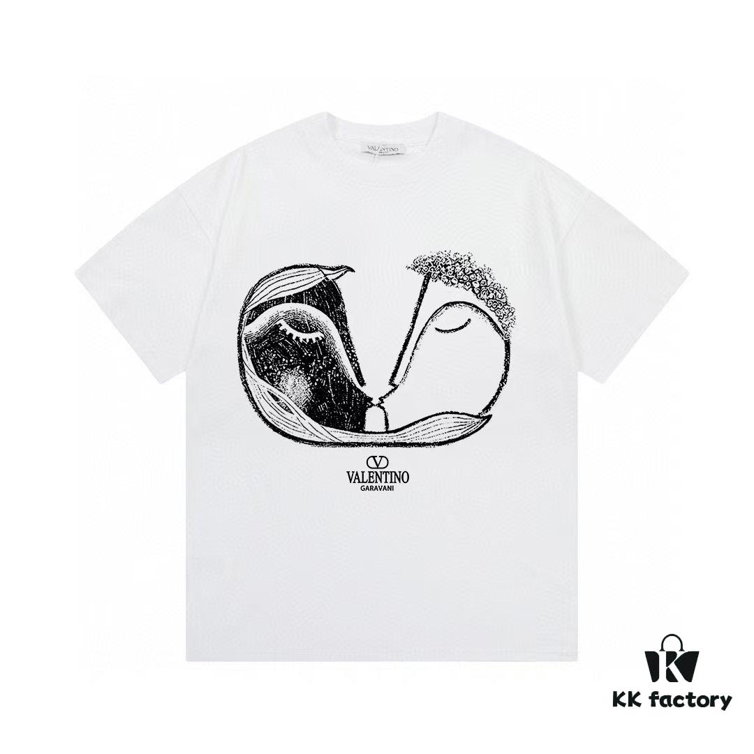 6931a483ccd8ab3d7af98d19 Valentino Unisex Fashion Short Sleeve T-Shirt with Logo Print
