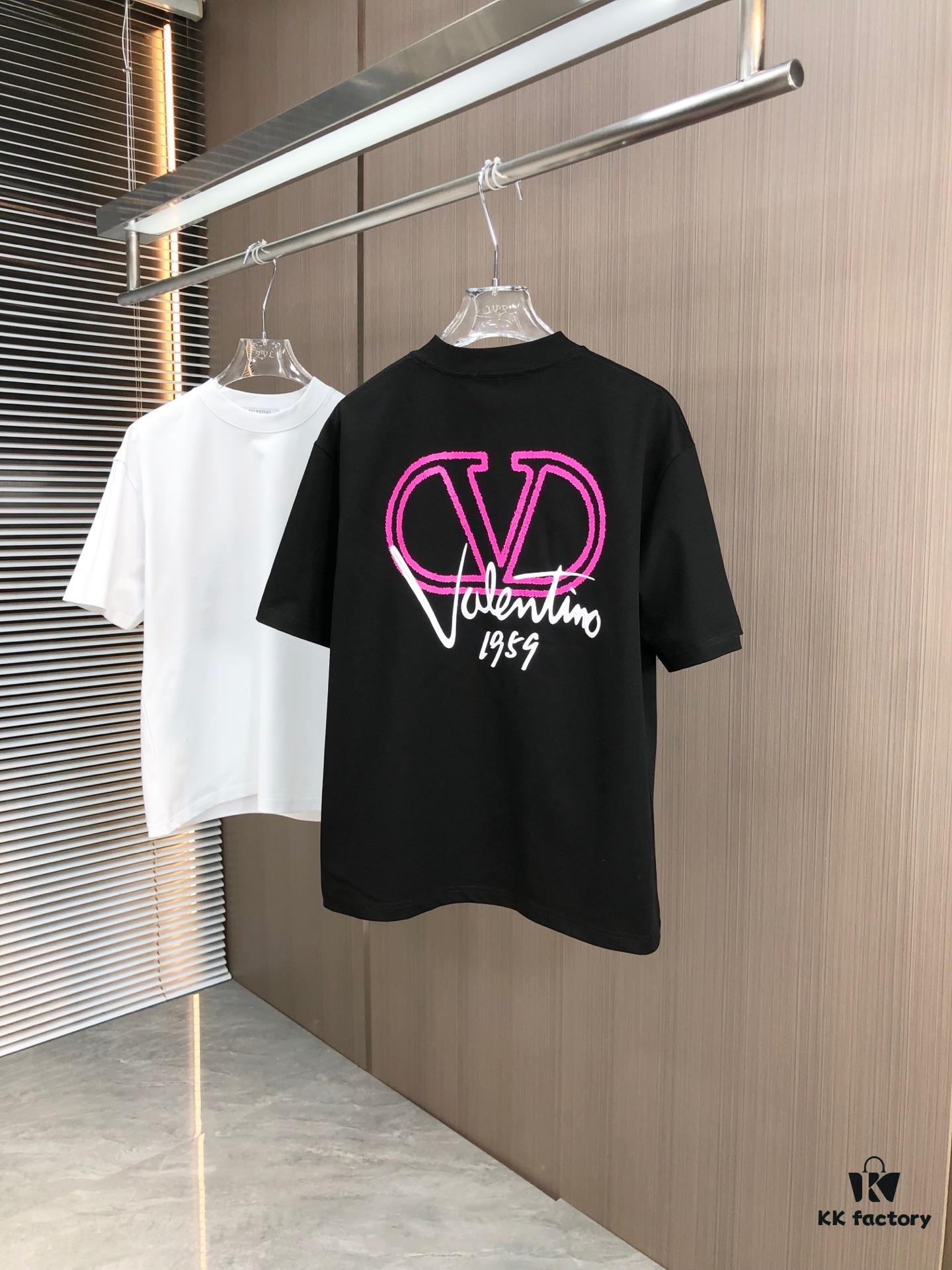 6931a487ccd8ab3d7af98d5a Valentino 2025 Spring/Summer New Arrival Round Neck Short Sleeve T-Shirt with Color-Lift 3D Thick-Plate Printing Technique, Made from 320g Double-Yarn Combed Cotton Fabric, Slightly Loose Unisex Fit