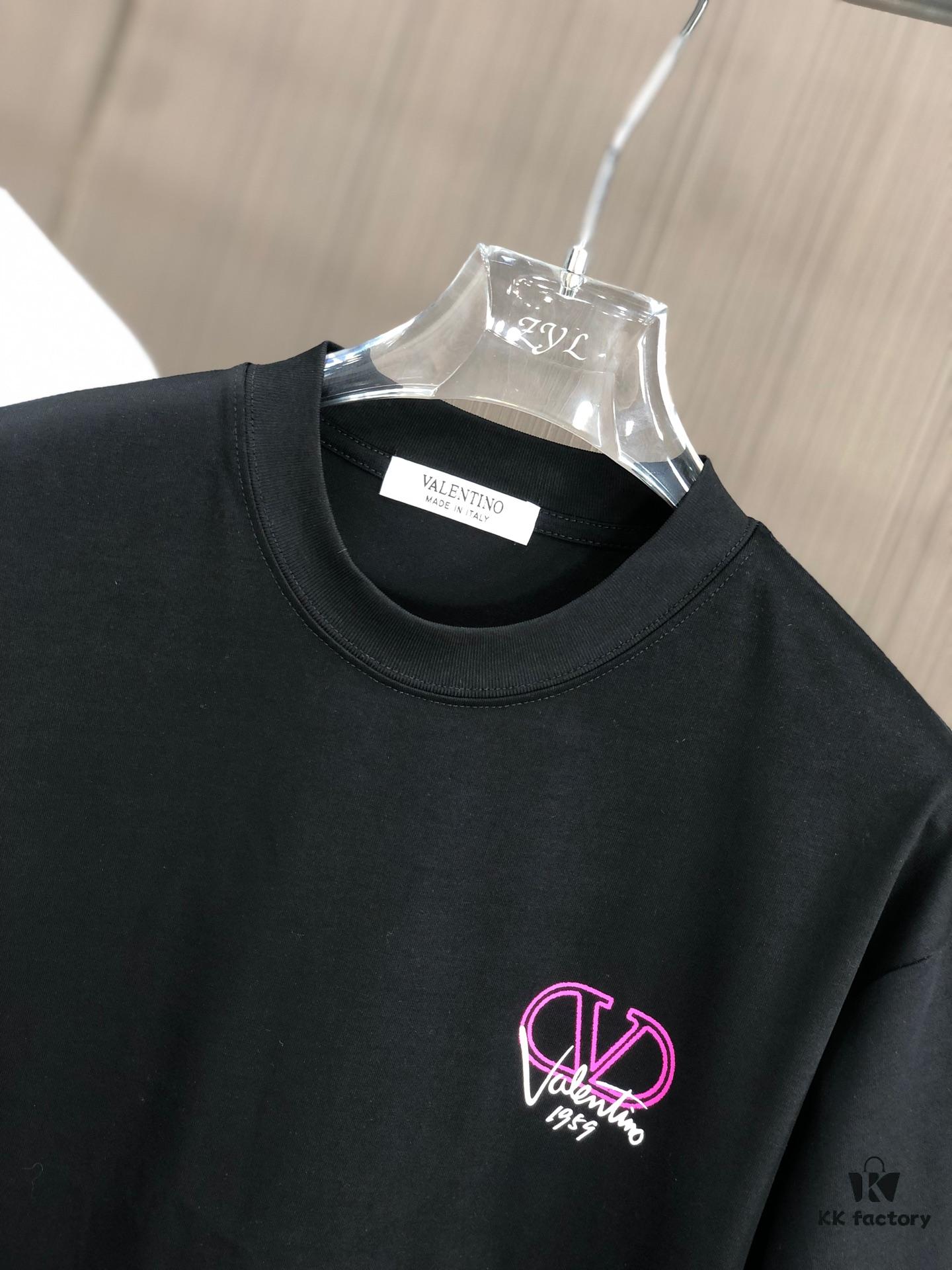 6931a487ccd8ab3d7af98d5b Valentino 2025 Spring/Summer New Arrival Round Neck Short Sleeve T-Shirt with Color-Lift 3D Thick-Plate Printing Technique, Made from 320g Double-Yarn Combed Cotton Fabric, Slightly Loose Unisex Fit