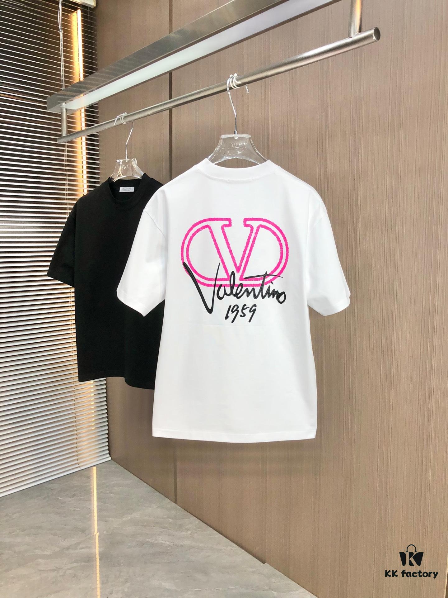 6931a488ccd8ab3d7af98d62 Valentino 2025 Spring/Summer New Arrival Round Neck Short Sleeve T-Shirt with Color-Lifted 3D Thick-Print Technology, Heavyweight 320g Double-Yarn Combed Cotton Fabric, Slightly Loose Unisex Fit