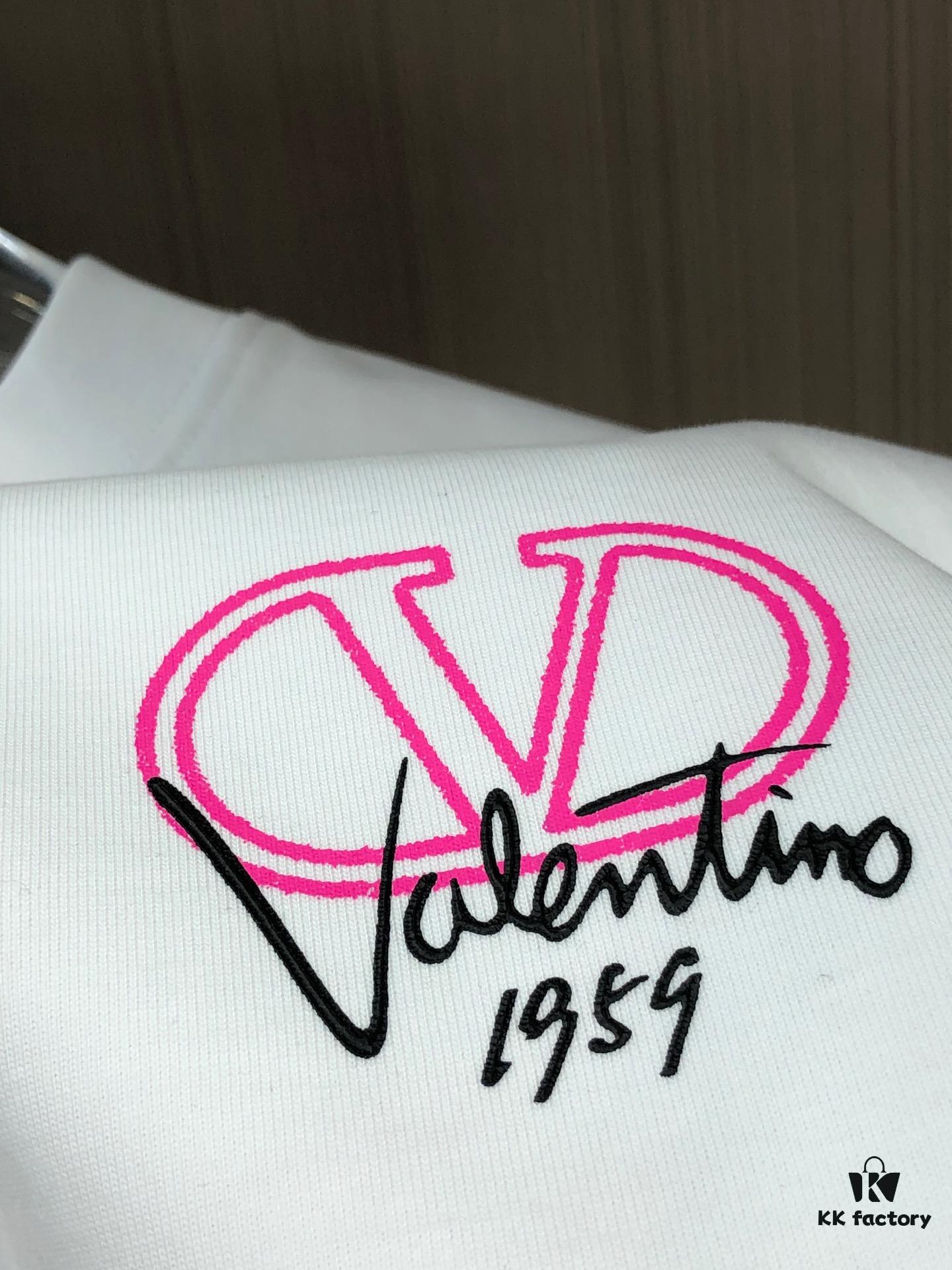 6931a488ccd8ab3d7af98d67 Valentino 2025 Spring/Summer New Arrival Round Neck Short Sleeve T-Shirt with Color-Lifted 3D Thick-Print Technology, Heavyweight 320g Double-Yarn Combed Cotton Fabric, Slightly Loose Unisex Fit
