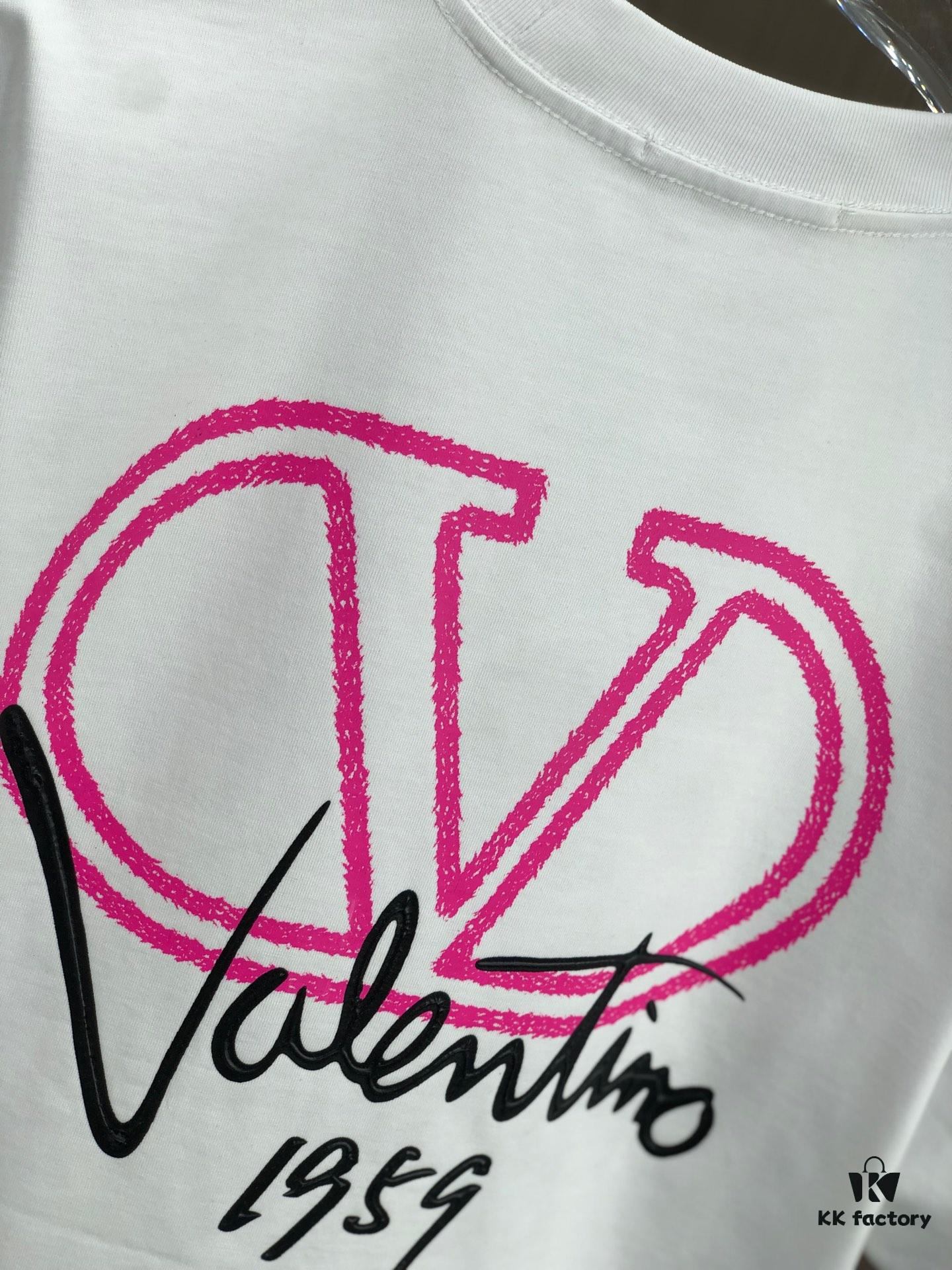 6931a488ccd8ab3d7af98d68 Valentino 2025 Spring/Summer New Arrival Round Neck Short Sleeve T-Shirt with Color-Lifted 3D Thick-Print Technology, Heavyweight 320g Double-Yarn Combed Cotton Fabric, Slightly Loose Unisex Fit